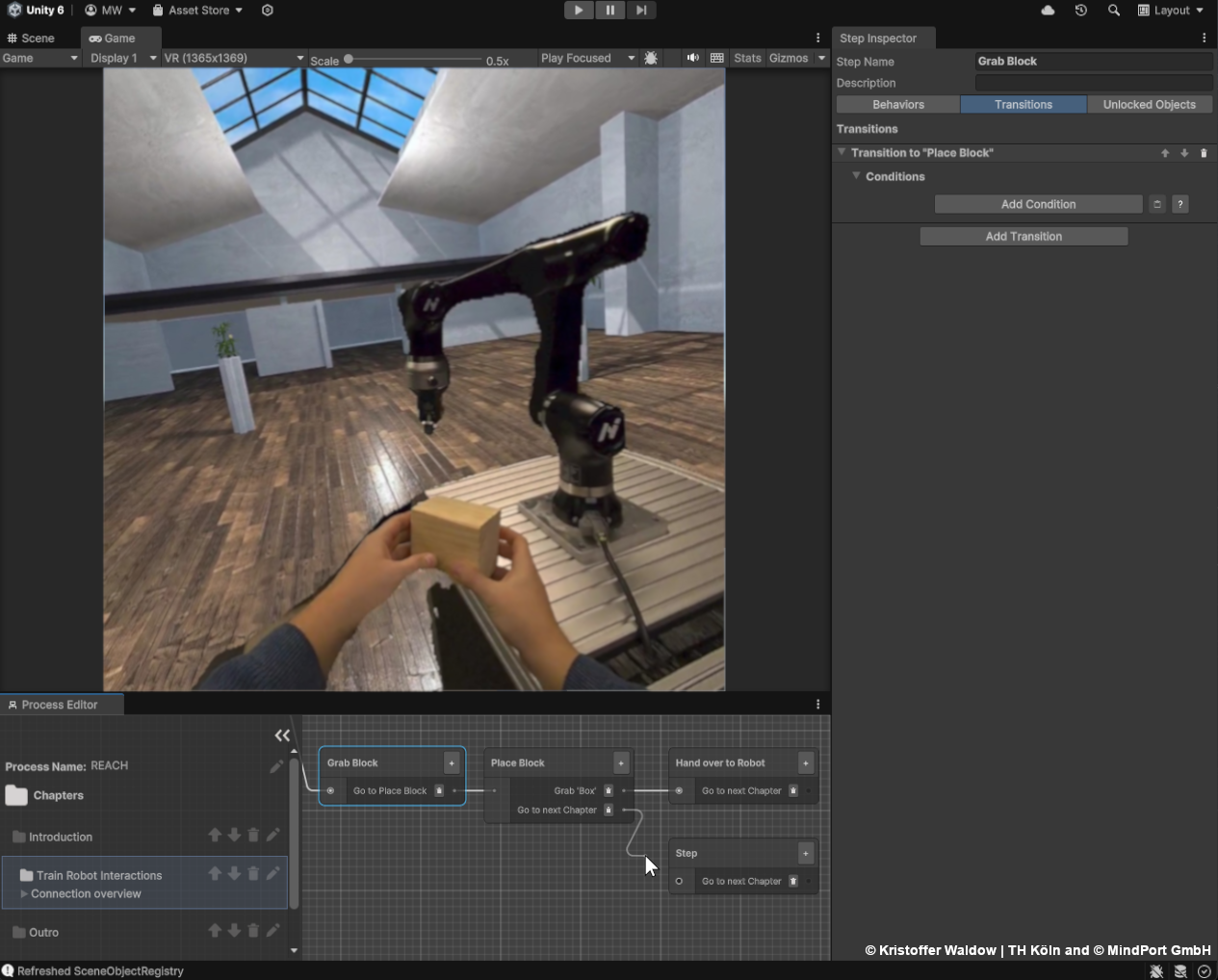 Darstellung des realen Roboters in einer Mixed-Reality Umgebung